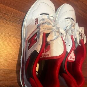 New Balance White and Red Sneakers